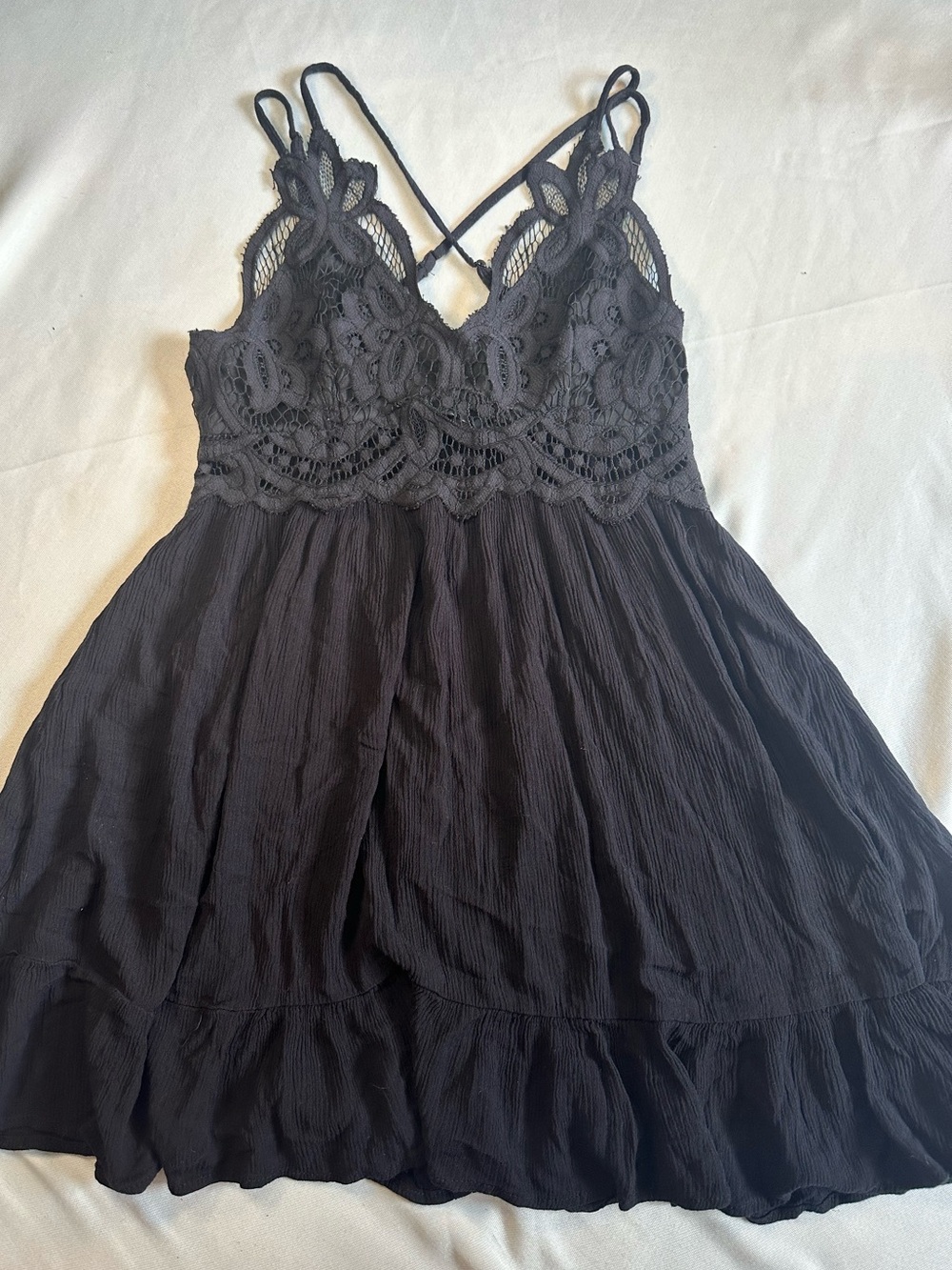 Trixxi Black Lace-Trim Mini Dress Size Small